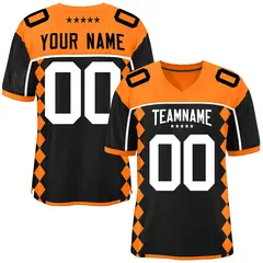Black Orange Side Blocks Raglan Sleeves Football Jersey