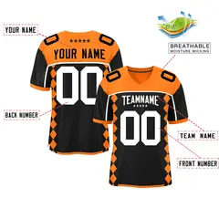 Black Orange Side Blocks Raglan Sleeves Football Jersey 2