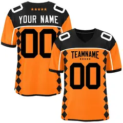 Black Orange Side Blocks Raglan Sleeves Football Jersey 1