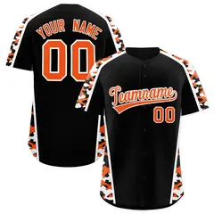 Black Orange Side Camo Baseball Jersey 1