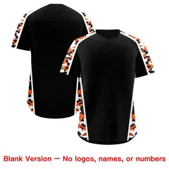 Black Orange Side Camo Baseball Jersey 7