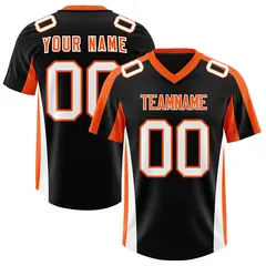 Black Orange Side Stripe Pattern Football Jersey