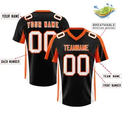 Black Orange Side Stripe Pattern Football Jersey 2