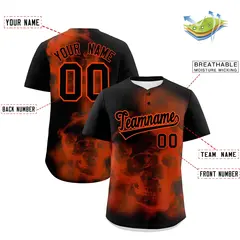 Black Orange Skeleton Graffiti Baseball Jersey 2