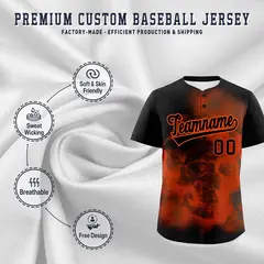 Black Orange Skeleton Graffiti Baseball Jersey 4