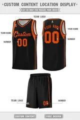 Black Orange Sleeve Color Block Basketball Jersey 2