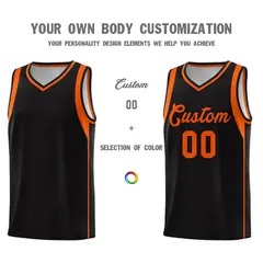 Black Orange Sleeve Color Block Basketball Jersey 3