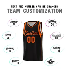 Black Orange Sleeve Color Block Basketball Jersey 4
