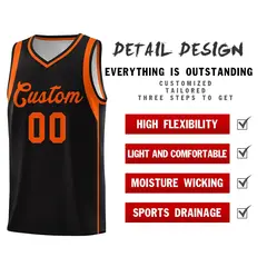 Black Orange Sleeve Color Block Basketball Jersey 5