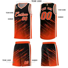 Black Orange Splash Basketball Kit for School 5