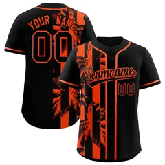 Black Orange Split Coconut Tree Design Baseball Jersey