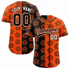 Black Orange Split Flower Graffiti Authentic Baseball Jersey 1