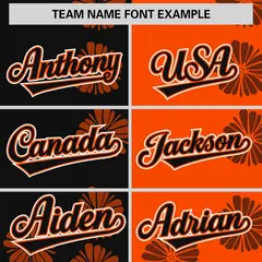 Black Orange Split Flower Graffiti Authentic Baseball Jersey 3