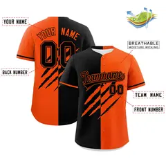 Black Orange Split Tiger Claw Scratch Baseball Jersey 2