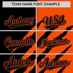 Black Orange Split Tiger Claw Scratch Baseball Jersey 3