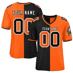 Black Orange Split Two Tone Authentic Football Jersey