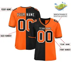 Black Orange Split Two Tone Authentic Football Jersey 2