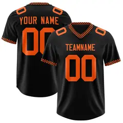 Black Orange Square Neckline Football Jersey 1