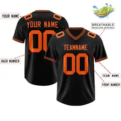 Black Orange Square Neckline Football Jersey 2