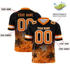 Black Orange Star Gradient Flag Football Jersey 2