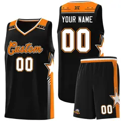 Black Orange Star Graffiti Basketball Jersey Sports Uniform