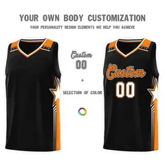 Black Orange Star Graffiti Basketball Jersey Sports Uniform 3