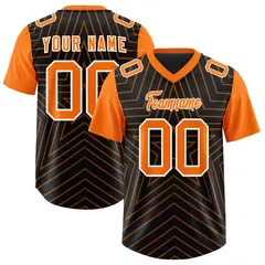 Black Orange Star Pattern Raglan Football Jersey 1