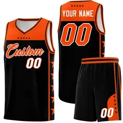 Black Orange Star Pattern Team Basketball Jersey 1
