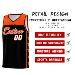 Black Orange Star Pattern Team Basketball Jersey 2