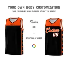 Black Orange Star Pattern Team Basketball Jersey 3