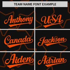 Black Orange Star Pattern Varsity Letterman Baseball Jacket 3