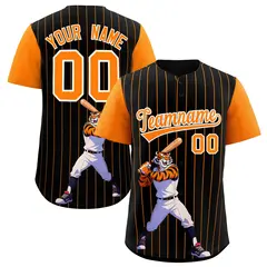 Black Orange Stripe Animals Graffiti Raglan Baseball Jersey