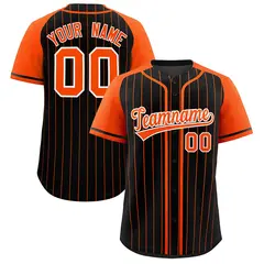 Black Orange Stripe Raglan Sleeves Fashion Baseball Jersey