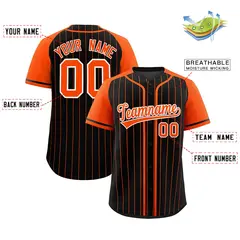 Black Orange Stripe Raglan Sleeves Fashion Baseball Jersey 2
