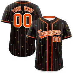 Black Orange Stripe Star Pattern Authentic Baseball Jersey