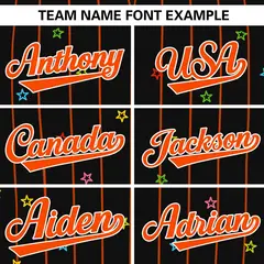 Black Orange Stripe Star Pattern Authentic Baseball Jersey 3