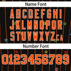 Black Orange Stripe Star Pattern Authentic Baseball Jersey 4