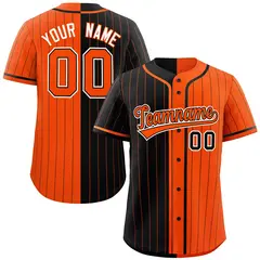 Black Orange Striped Two Tone Authentic Baseball Jersey 1