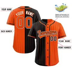 Black Orange Striped Two Tone Authentic Baseball Jersey 2