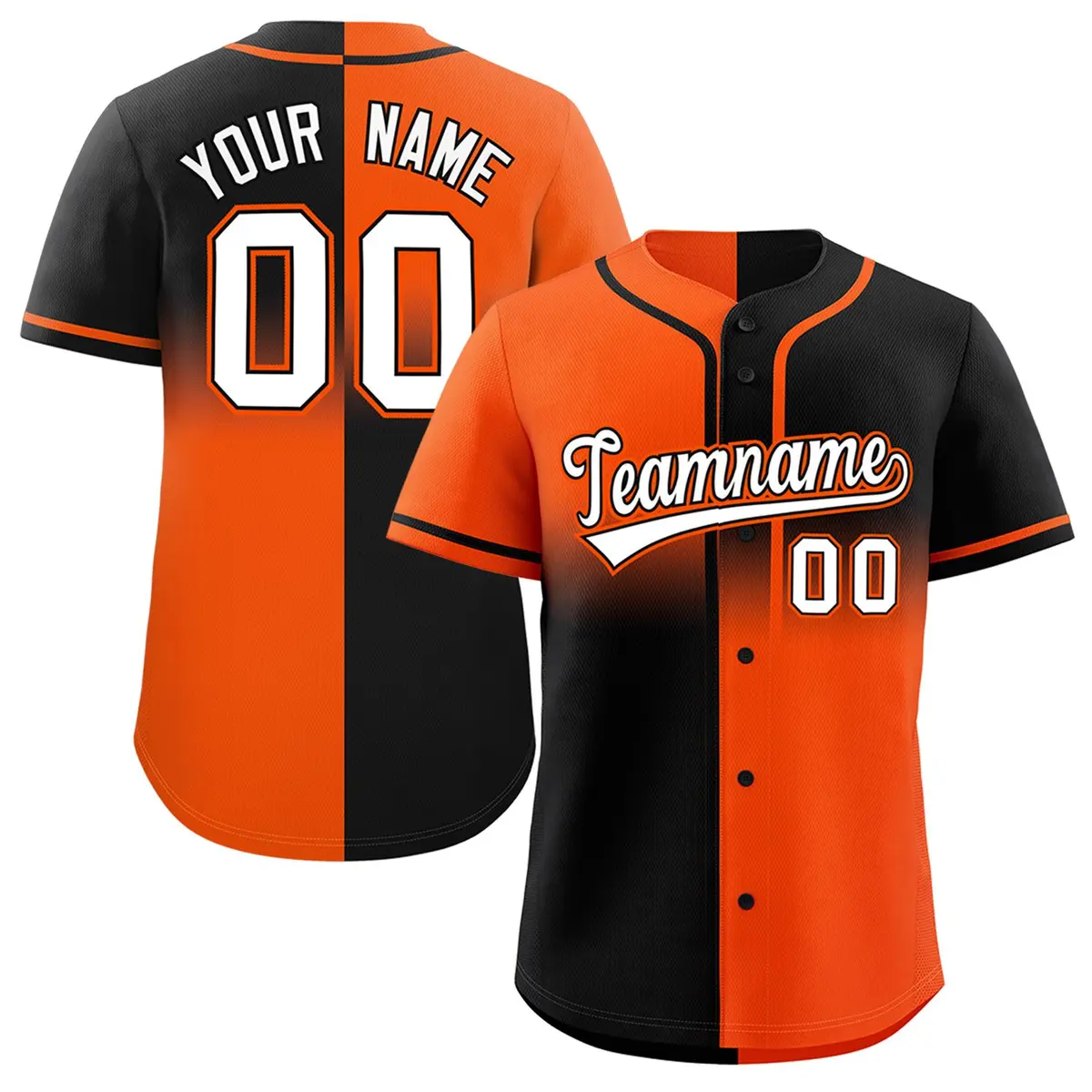 Black Orange Symmetrical Gradient Authentic Baseball Jersey