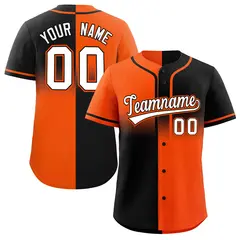 Black Orange Symmetrical Gradient Authentic Baseball Jersey