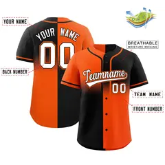 Black Orange Symmetrical Gradient Authentic Baseball Jersey 2