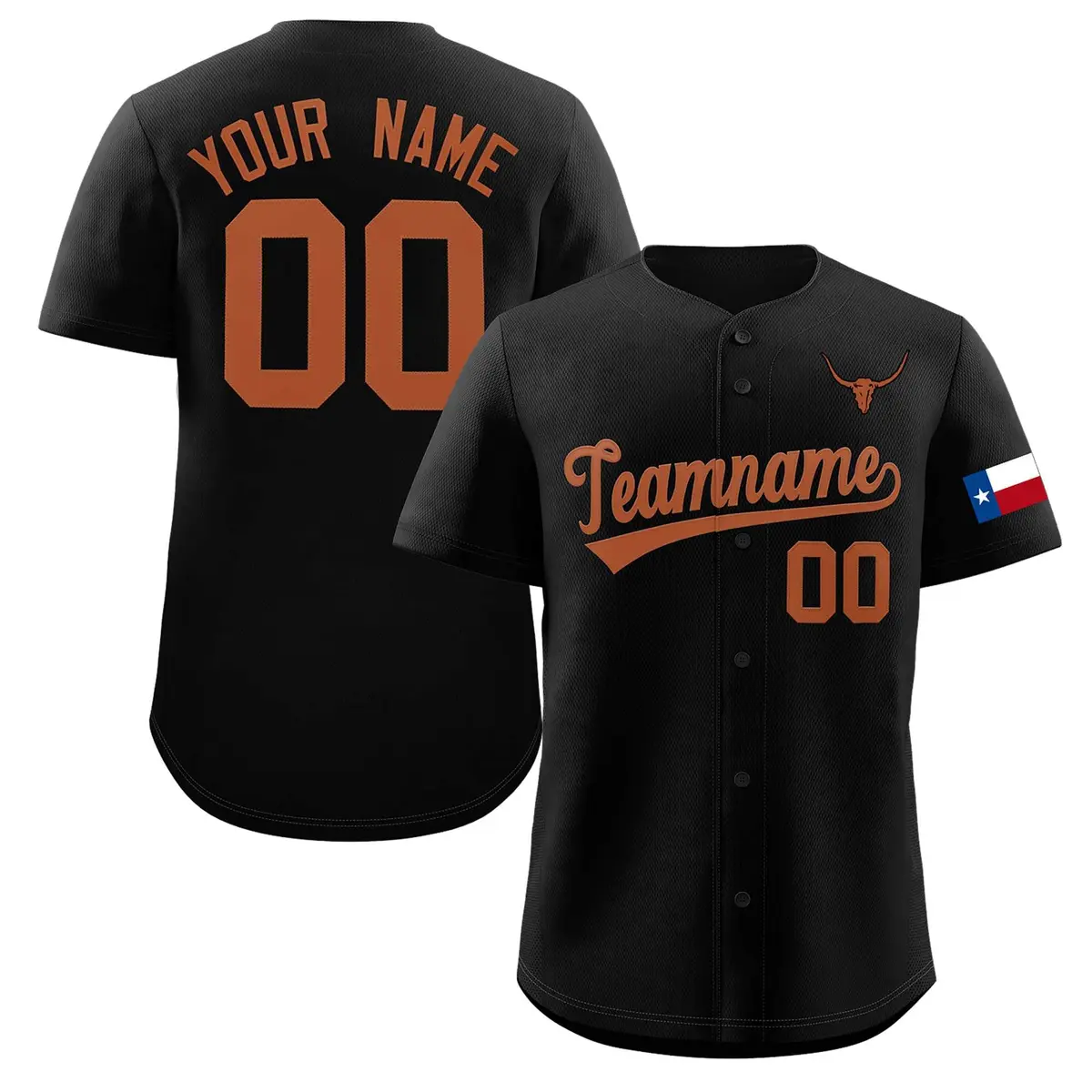 Black Orange Texas Flag Classic Authentic Baseball Jersey