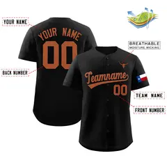 Black Orange Texas Flag Classic Authentic Baseball Jersey 2