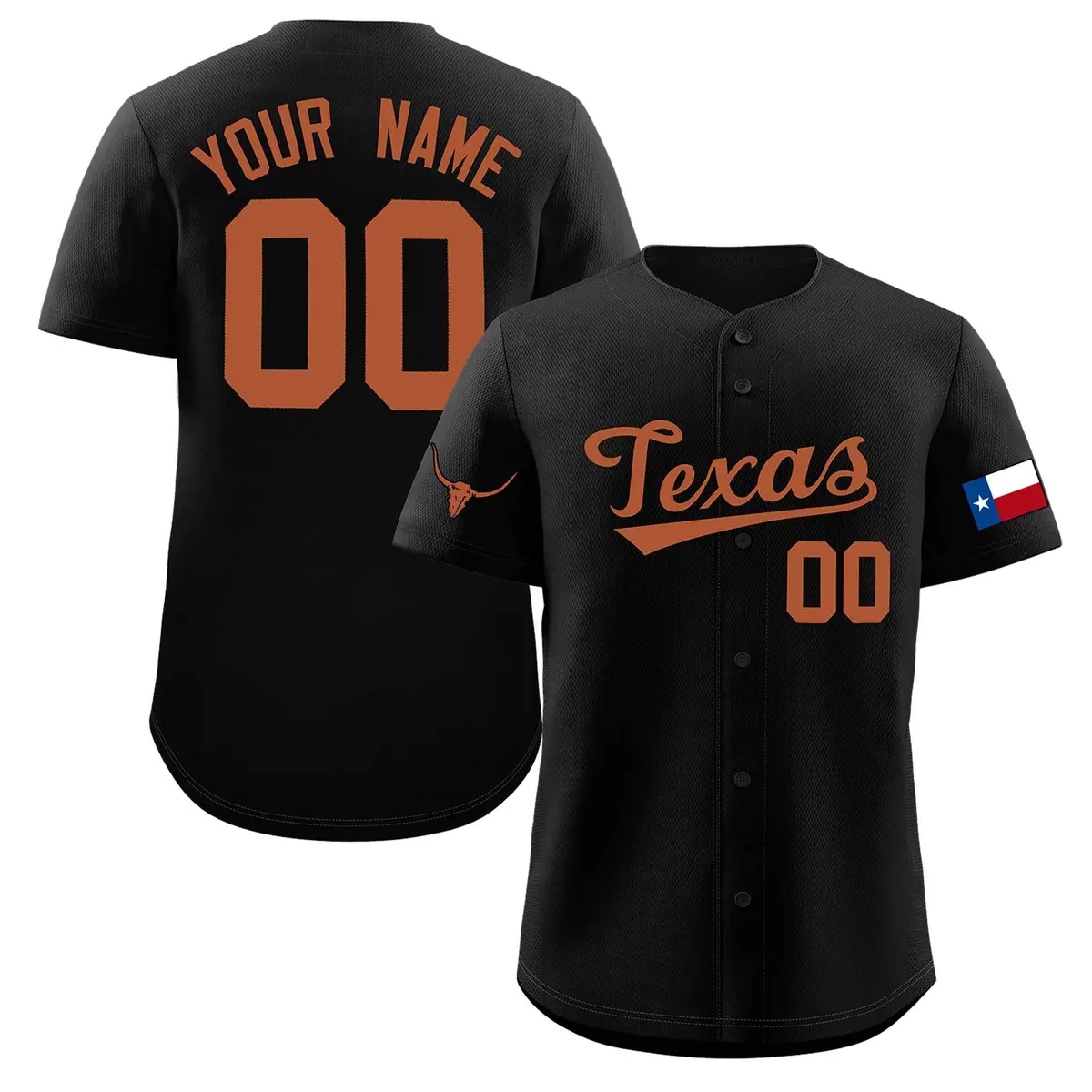 Black Orange Texas Flag Classic Authentic Baseball Jersey