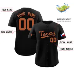 Black Orange Texas Flag Classic Authentic Baseball Jersey 2