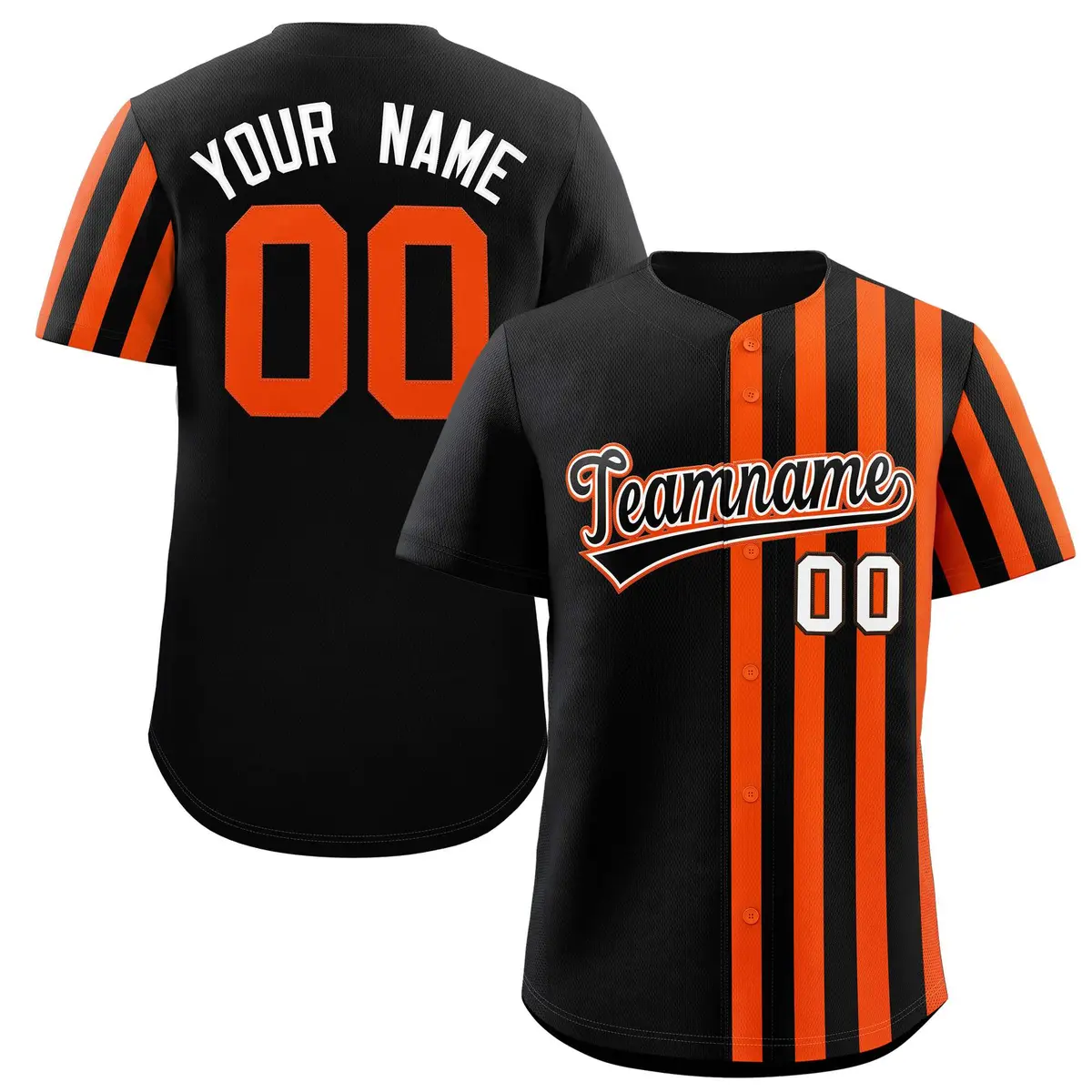 Black Orange Thick Stripe Authentic Baseball Jersey