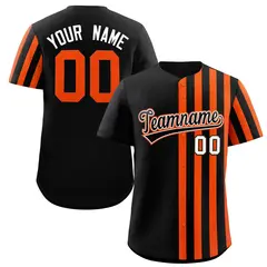 Black Orange Thick Stripe Authentic Baseball Jersey