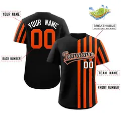 Black Orange Thick Stripe Authentic Baseball Jersey 2