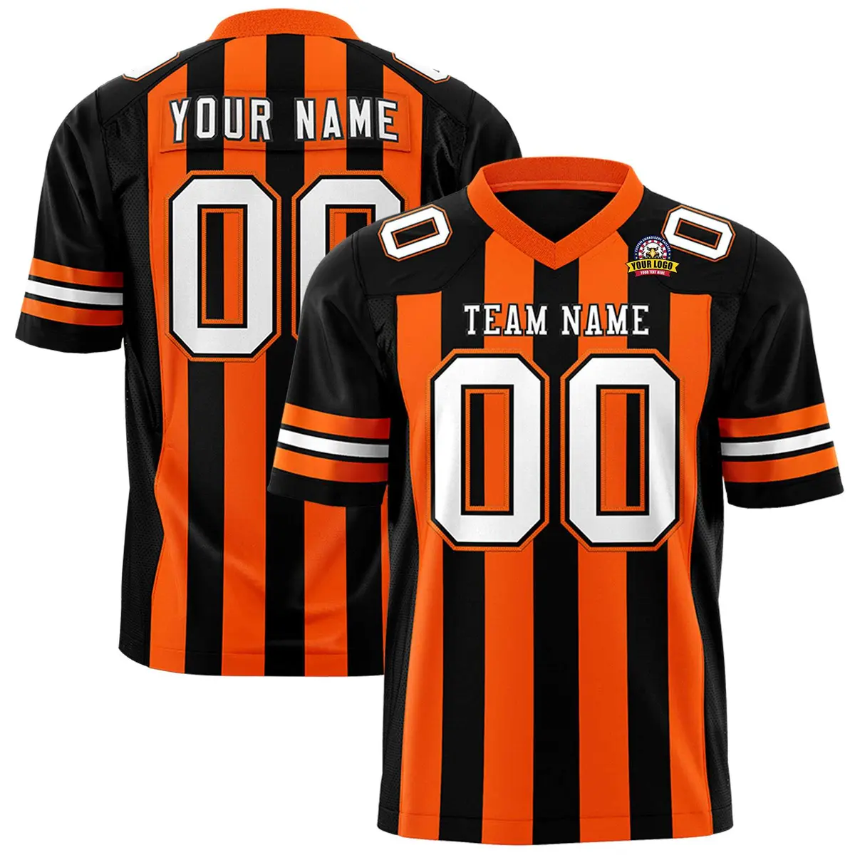 Black Orange Thick Stripe Authentic Football Jersey